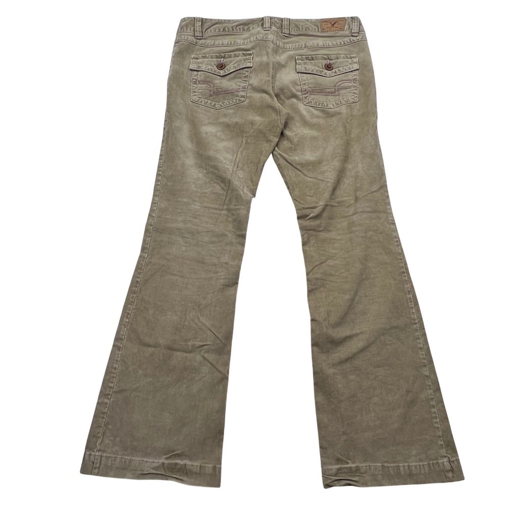 American Eagle Corduroy Pants Womens 12 Tan Stretch Skinny Flare Low Rise Boho